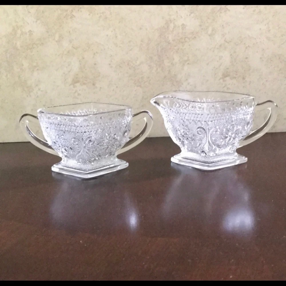 Indiana Glass Vintage Tiara Daisy Sugar Cream Set
